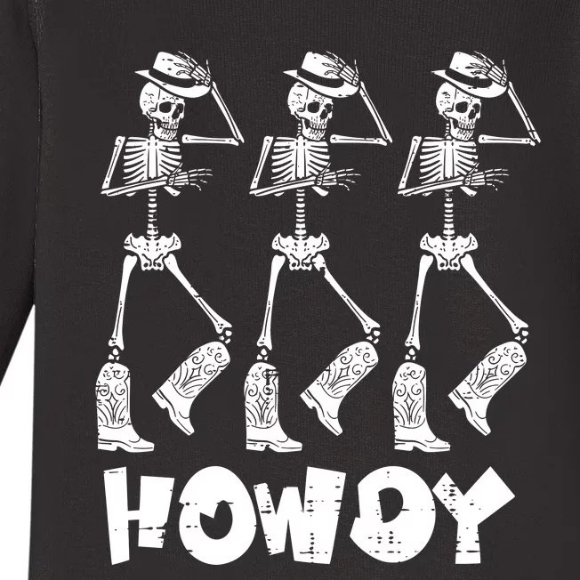 Halloween Cowboy Skeletons Howdy Costume Baby Long Sleeve Bodysuit