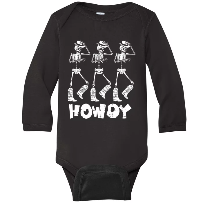 Halloween Cowboy Skeletons Howdy Costume Baby Long Sleeve Bodysuit