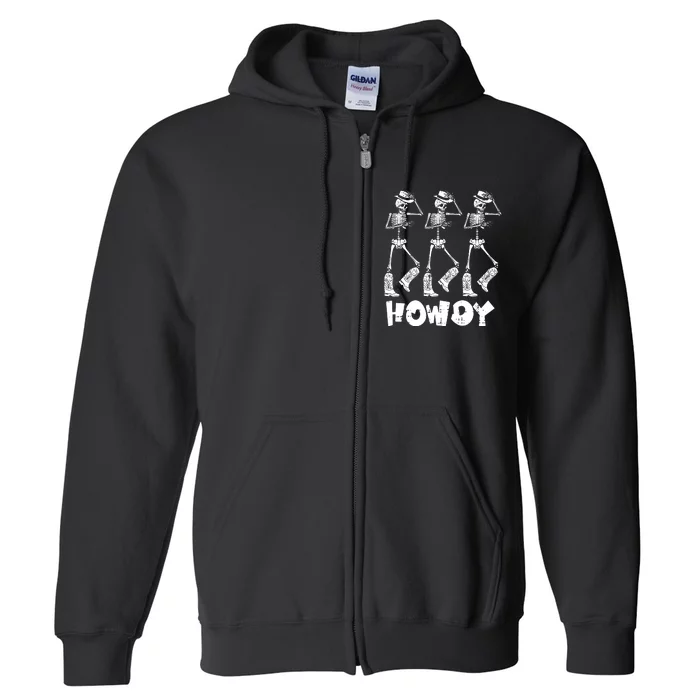 Halloween Cowboy Skeletons Howdy Costume Full Zip Hoodie