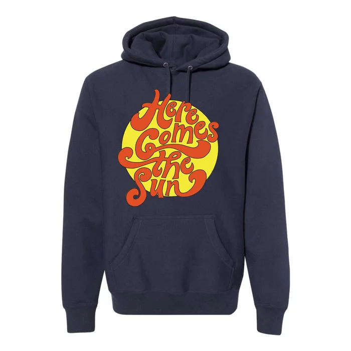 Here Comes The Sun Summer Beach Retro Premium Hoodie