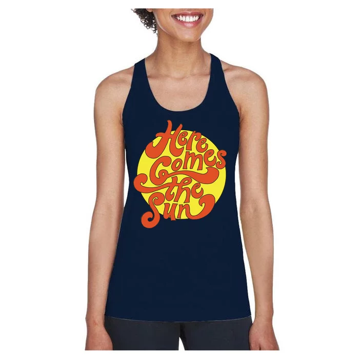 Here Comes The Sun Summer Beach Retro Women's Racerback Tank