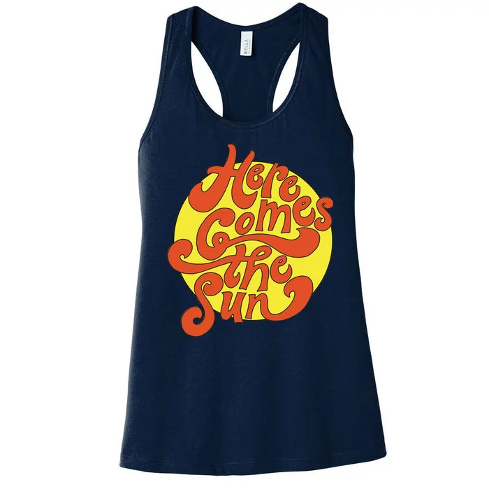 Here Comes The Sun Summer Beach Retro Women's Racerback Tank