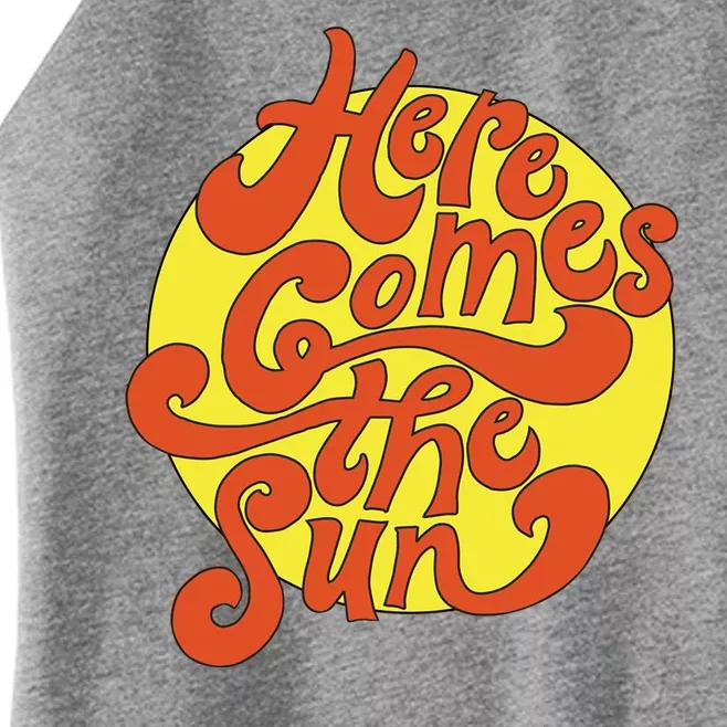 Here Comes The Sun Summer Beach Retro Women’s Perfect Tri Rocker Tank