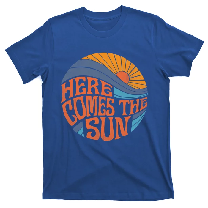 Here Comes The Sun Vintage Retro Sixties Surf Summer Beach Gift T-Shirt