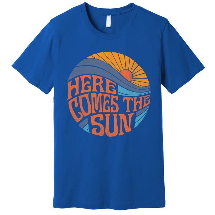 Here Comes The Sun Vintage Retro Sixties Surf Summer Beach Gift Premium T-Shirt