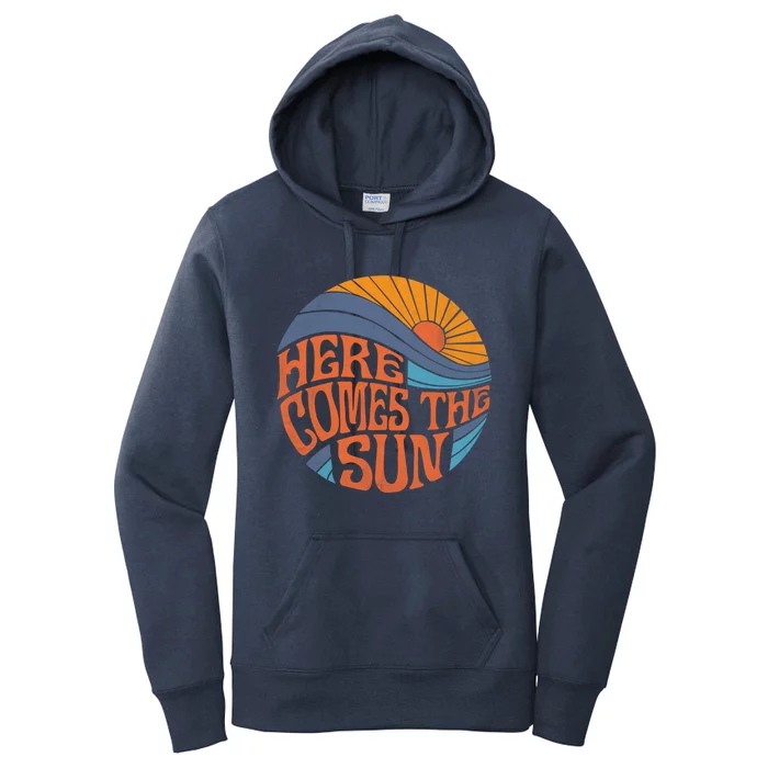 Here Comes The Sun Vintage Retro Sixties Surf Summer Beach Gift Women's Pullover Hoodie