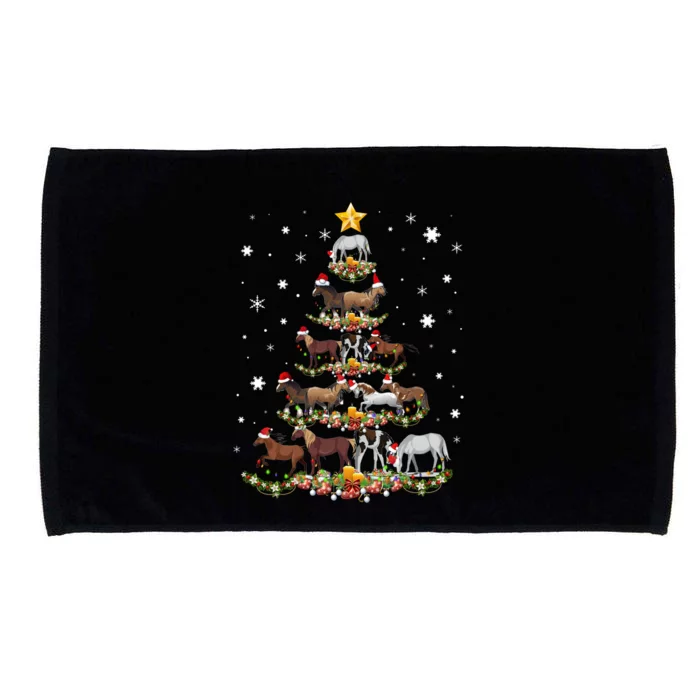 Horses Christmas Tree Horse Xmas Ornats Gift Microfiber Hand Towel