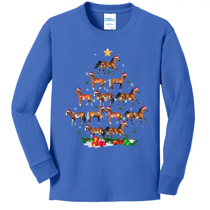 Horses Christmas Tree Horse Xmas Ornats Gift Kids Long Sleeve Shirt