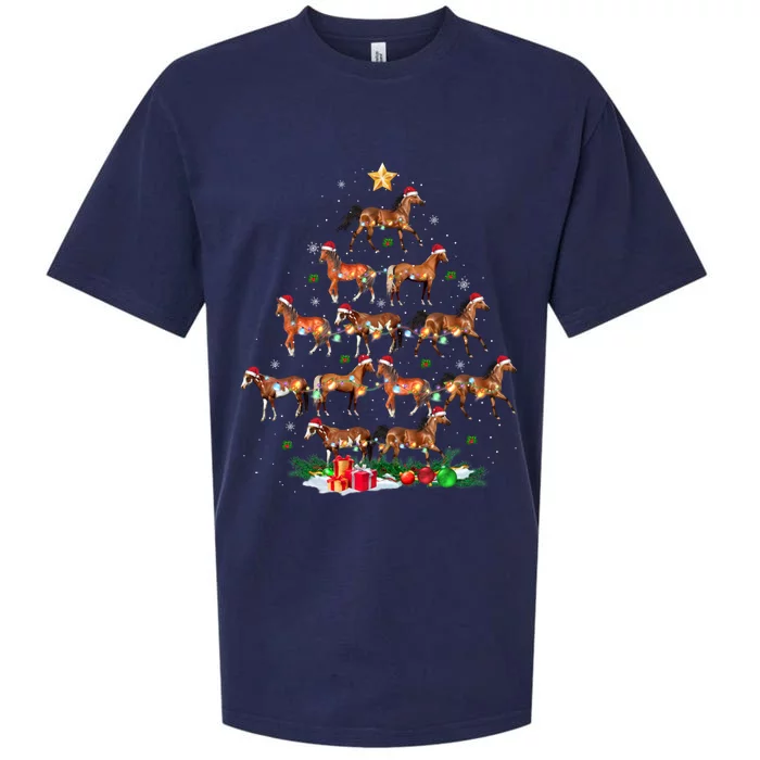 Horses Christmas Tree Horse Xmas Ornats Gift Sueded Cloud Jersey T-Shirt