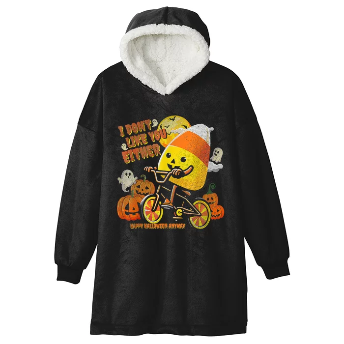 Halloween Costume Team Candy Corn I DonT Like You Either Hooded Wearable Blanket