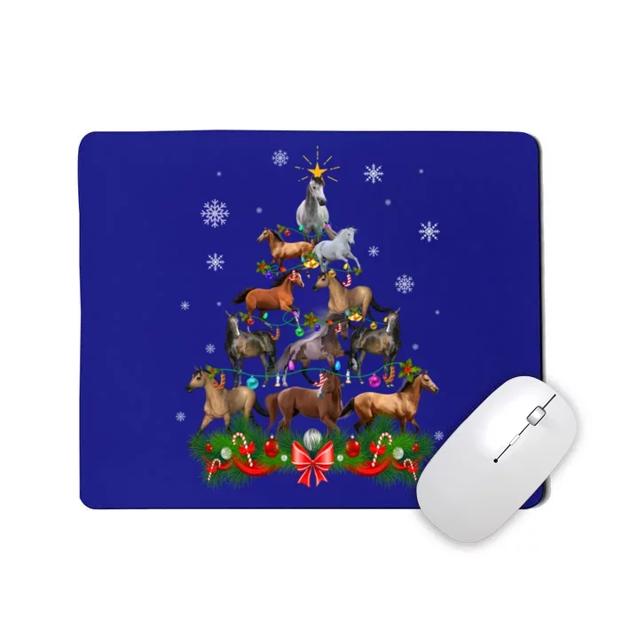 Horses Christmas Tree Lights Funny Horse Lovers Xmas Gift Mousepad