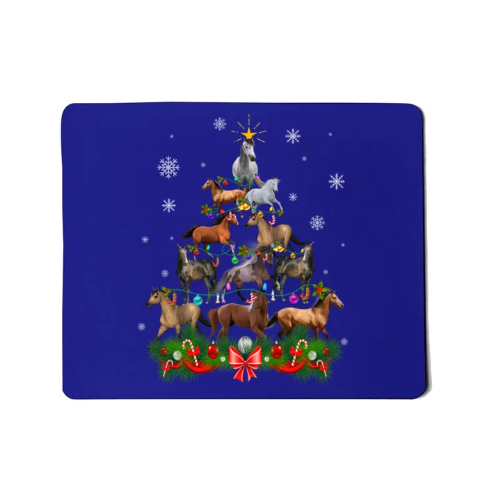 Horses Christmas Tree Lights Funny Horse Lovers Xmas Gift Mousepad