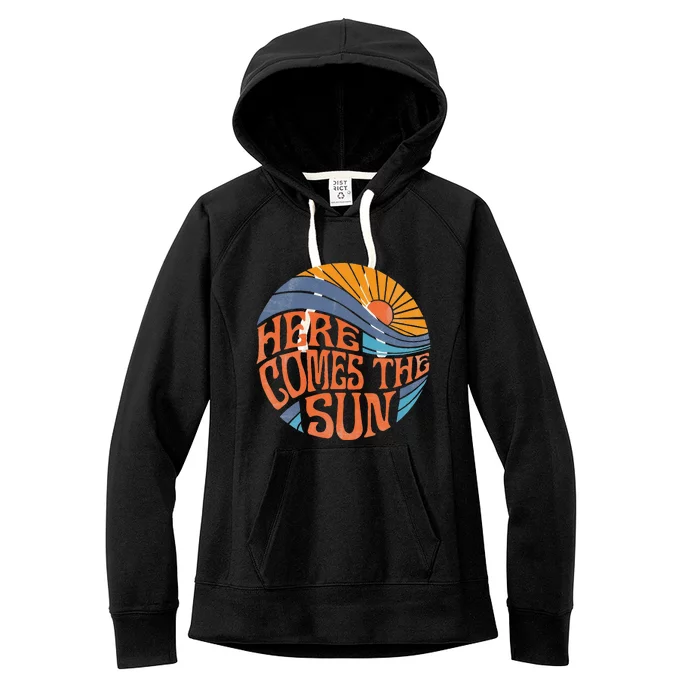 Here Comes The Sun Vintage Retro Sixties Surf Summer Beach Women's Fleece Hoodie