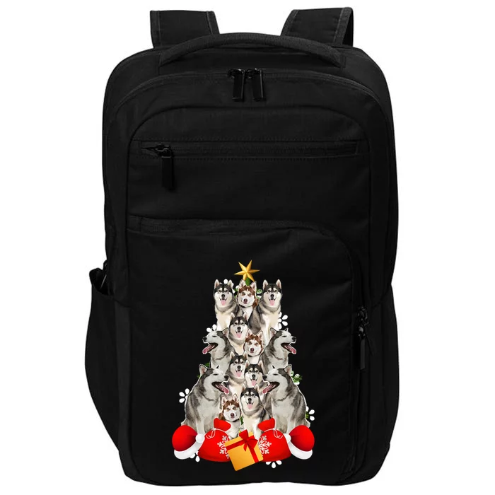 Husky Christmas Tree Snowflakes Christmas Tree Husky Gift Impact Tech Backpack