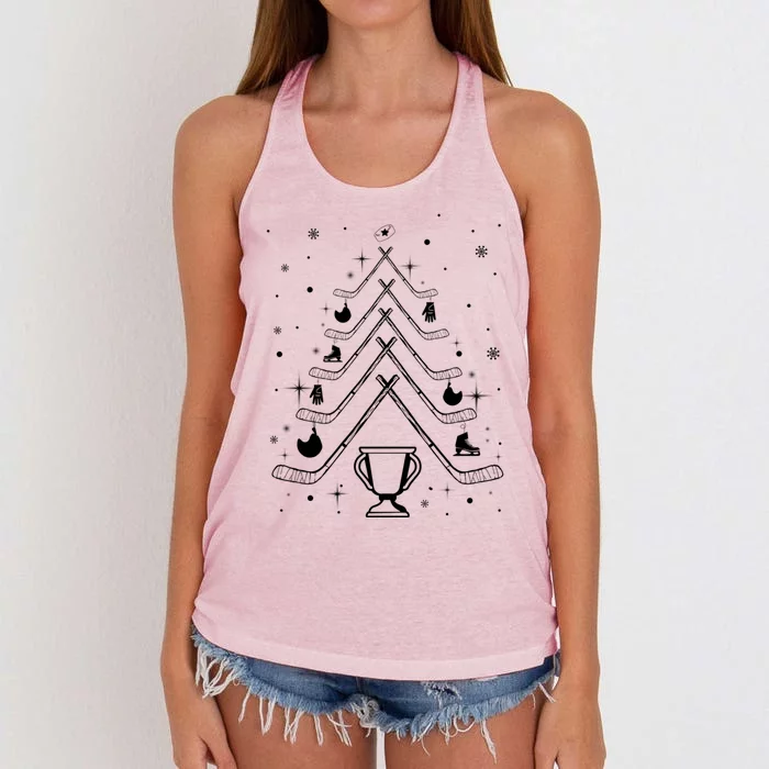 Hockey Christmas Tree For Icehockey Fans Gift Women's Knotted Racerback Tank