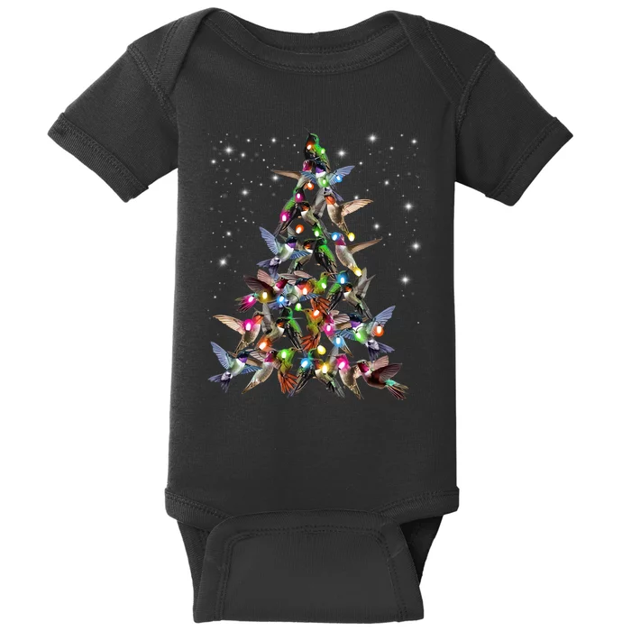 Hummingbird Christmas Tree Funny Birds Xmas Decorations Baby Bodysuit