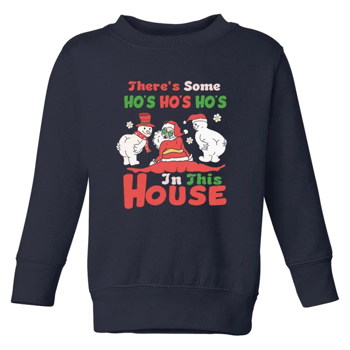 Theres Some Hos In This House Funny Santa, Funny Christmas,Christmas Gift, Christmas In July Toddler Sweatshirt