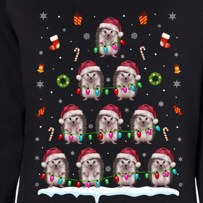 Hedgehog Christmas Tree Lights Hedgehog Xmas Womens California Wash Sweatshirt