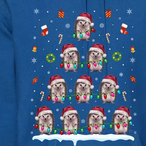 Hedgehog Christmas Tree Lights Hedgehog Xmas Premium Hoodie