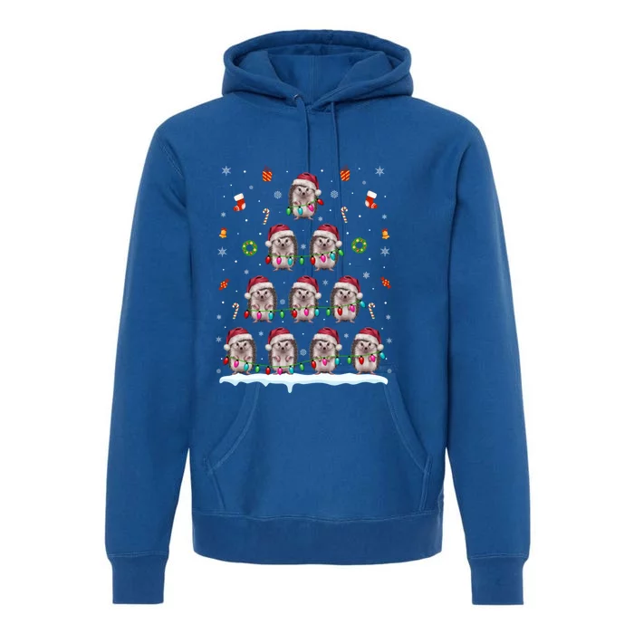 Hedgehog Christmas Tree Lights Hedgehog Xmas Premium Hoodie