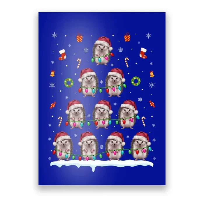 Hedgehog Christmas Tree Lights Hedgehog Xmas Poster