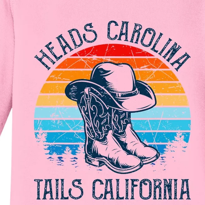 Heads Carolina Tail California Country Music Cowgirl Western Baby Long Sleeve Bodysuit