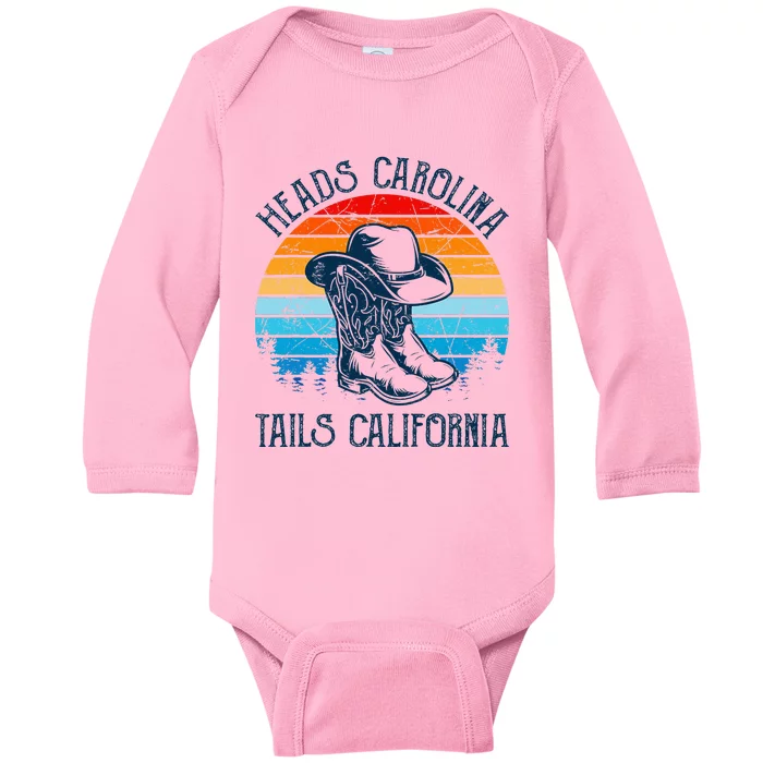 Heads Carolina Tail California Country Music Cowgirl Western Baby Long Sleeve Bodysuit