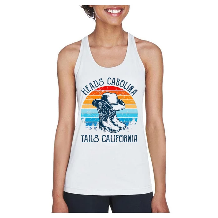 Heads Carolina Tail California Country Music Cowgirl Western Women's Racerback Tank