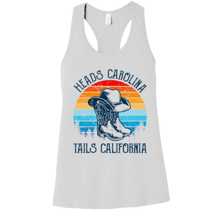 Heads Carolina Tail California Country Music Cowgirl Western Women's Racerback Tank