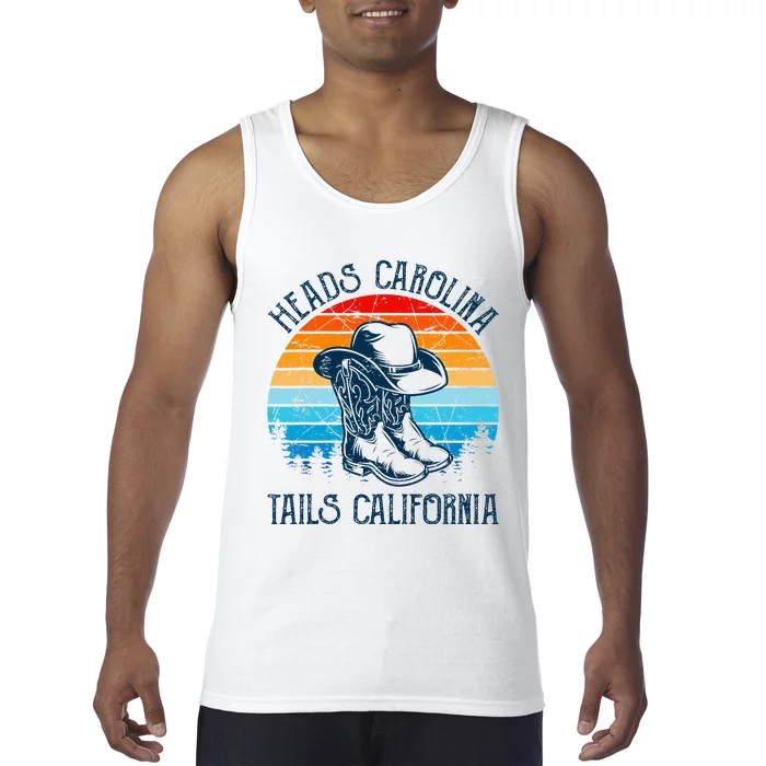 Heads Carolina Tail California Country Music Cowgirl Western Tank Top