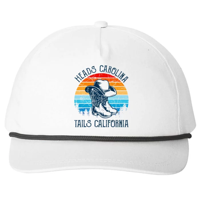 Heads Carolina Tail California Country Music Cowgirl Western Snapback Five-Panel Rope Hat