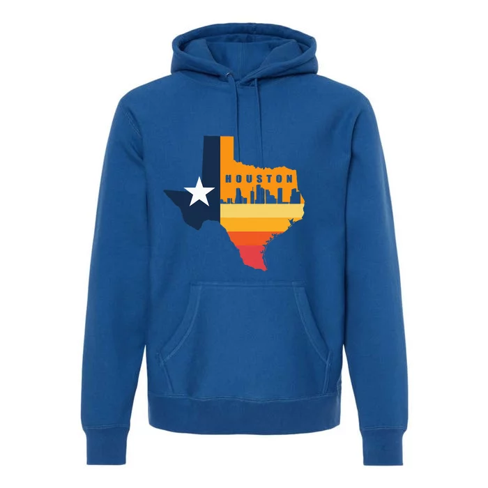 Houston City Texas Map Patriotic Texan Premium Hoodie