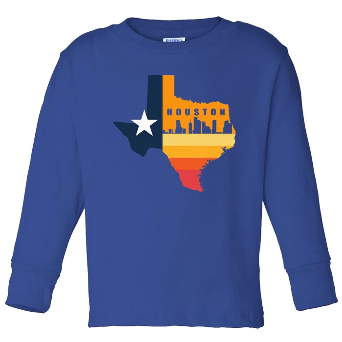 Houston City Texas Map Patriotic Texan Toddler Long Sleeve Shirt