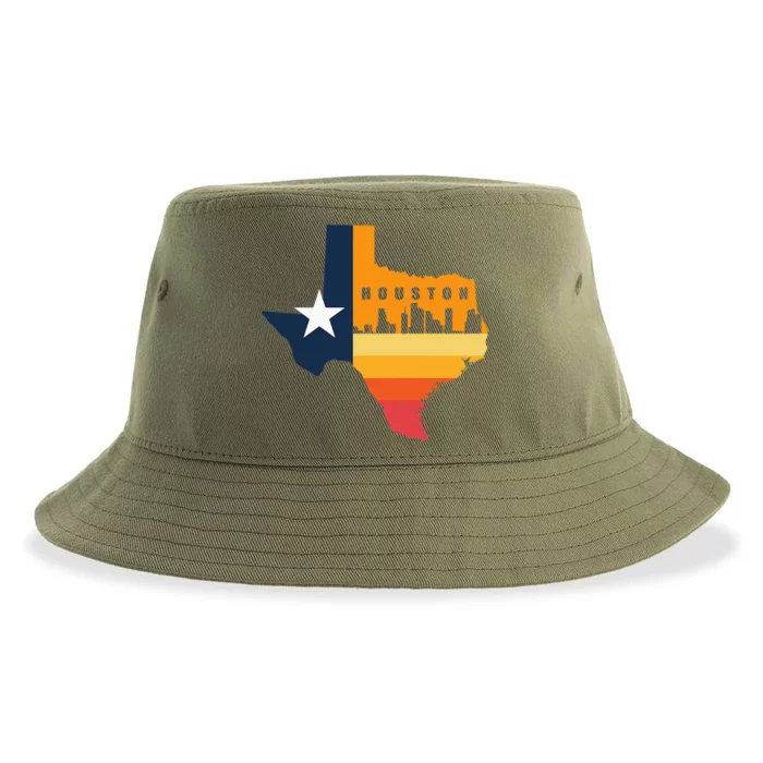 Houston City Texas Map Patriotic Texan Sustainable Bucket Hat