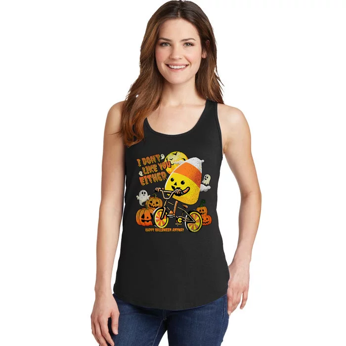 Halloween Costume Team Candy Corn I DonT Like You Either Ladies Essential Tank