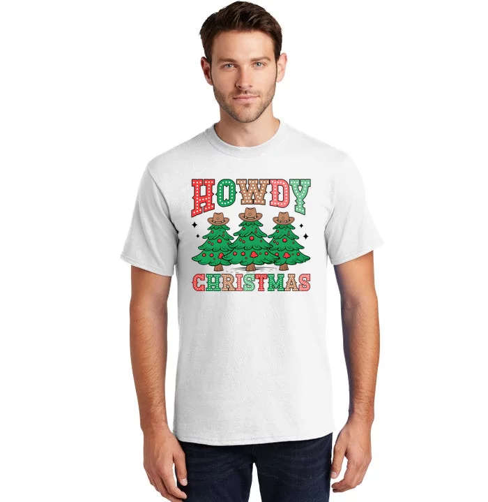 Howdy Christmas Tree Western Tumbler Merry And Bright Christmas Cowboy Tall T-Shirt