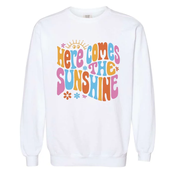 Here Comes The Sunshine Colorful Retro Garment-Dyed Sweatshirt