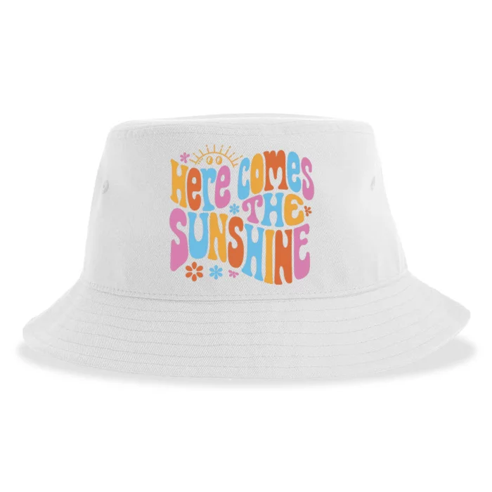 Here Comes The Sunshine Colorful Retro Sustainable Bucket Hat