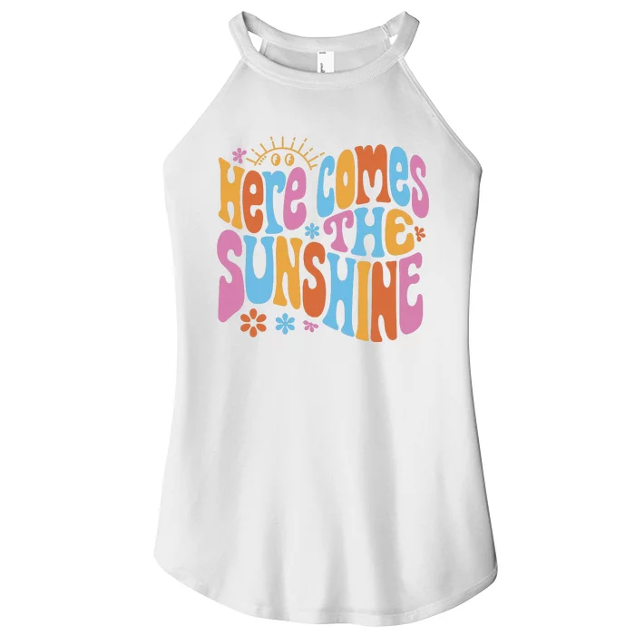 Here Comes The Sunshine Colorful Retro Women’s Perfect Tri Rocker Tank