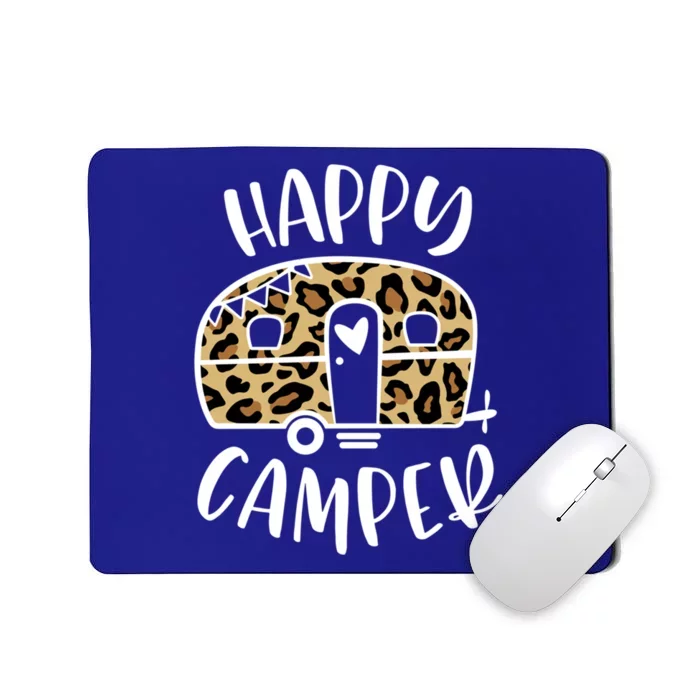 Happy Camper Trendy Leopard Camping Adventure Gift Mousepad