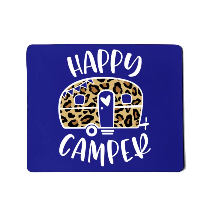 Happy Camper Trendy Leopard Camping Adventure Gift Mousepad