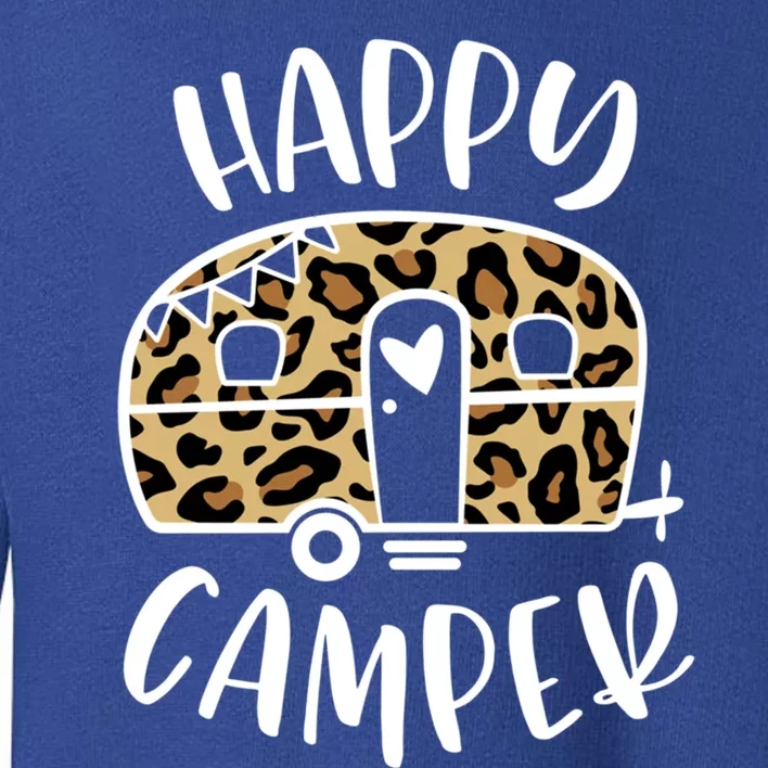 Happy Camper Trendy Leopard Camping Adventure Gift Toddler Sweatshirt