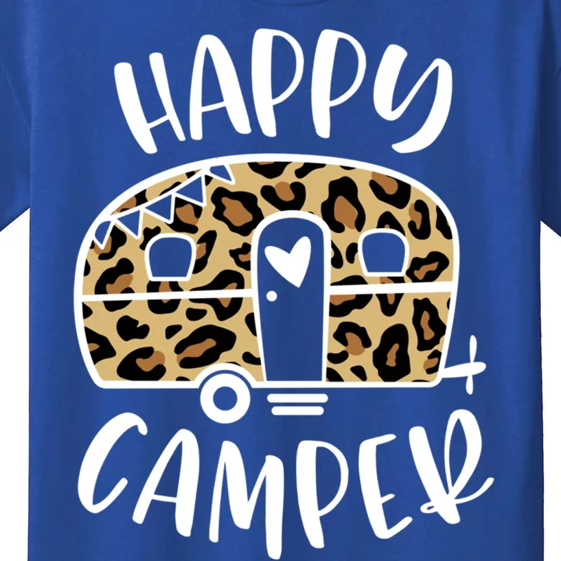 Happy Camper Trendy Leopard Camping Adventure Gift Kids T-Shirt