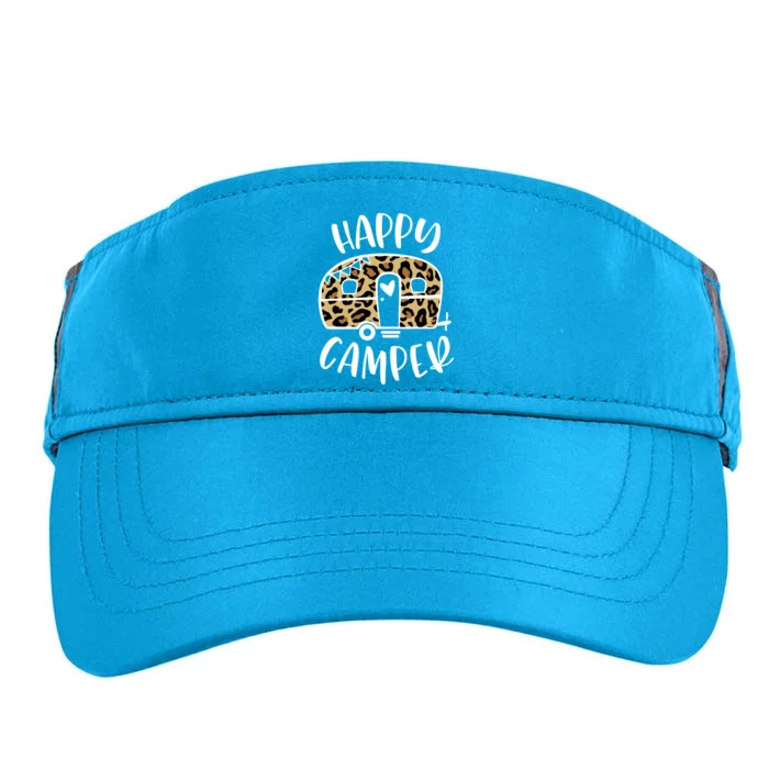 Happy Camper Trendy Leopard Camping Adventure Gift Adult Drive Performance Visor