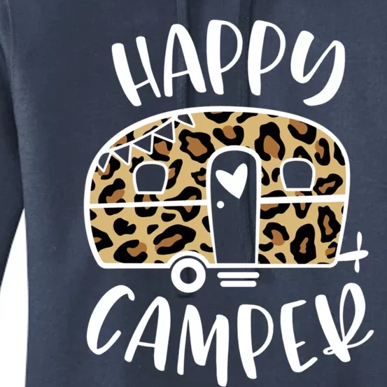 Happy Camper Trendy Leopard Camping Adventure Gift Women's Pullover Hoodie