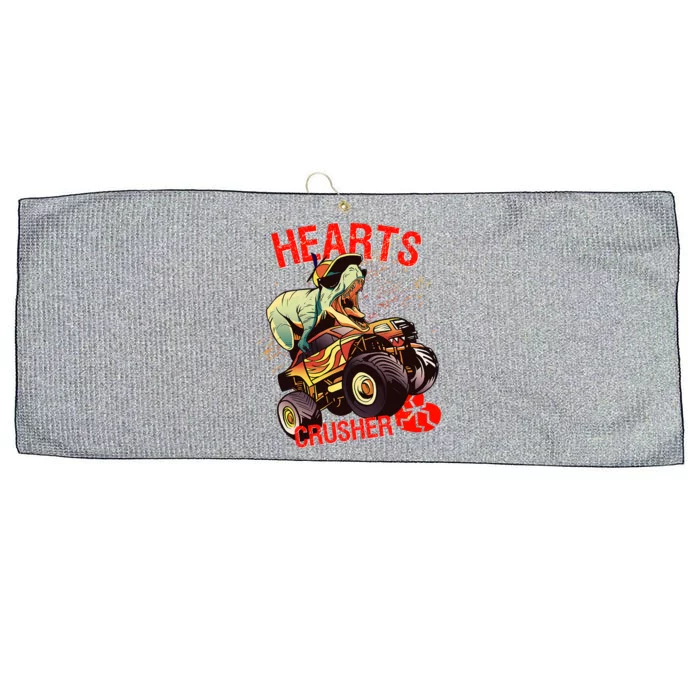 Hearts Crusher T Rex Dinosaur Riding Monster Truck Gift Large Microfiber Waffle Golf Towel