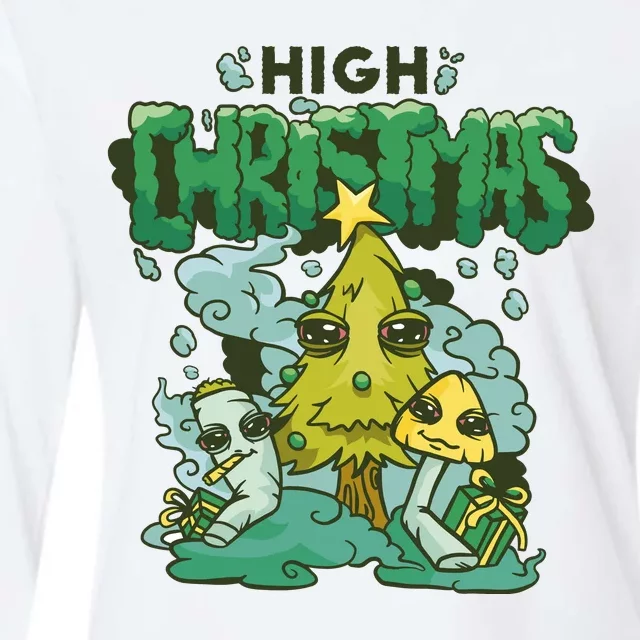 High Christmas Tree Womens Cotton Relaxed Long Sleeve T-Shirt