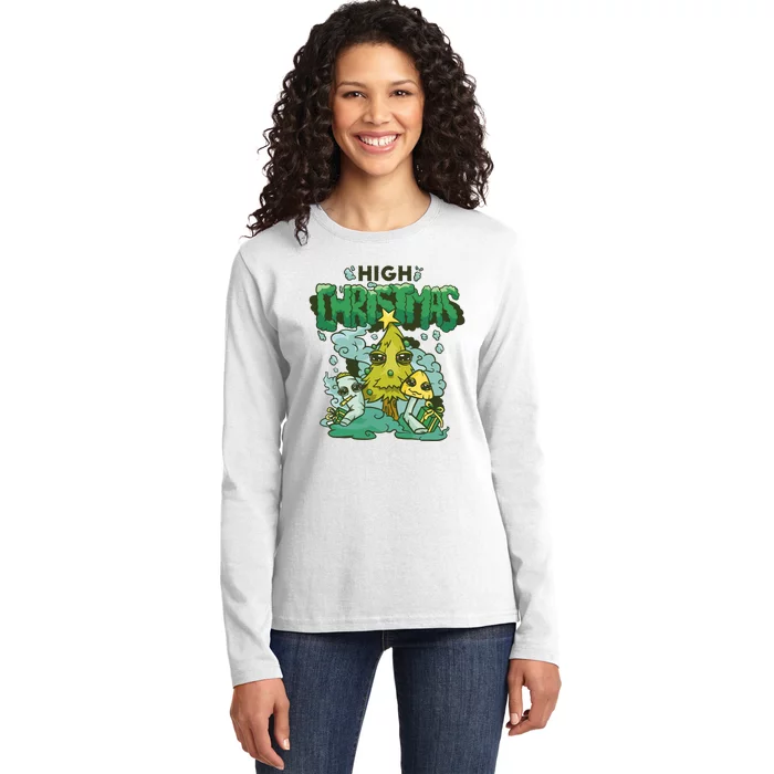 High Christmas Tree Ladies Long Sleeve Shirt