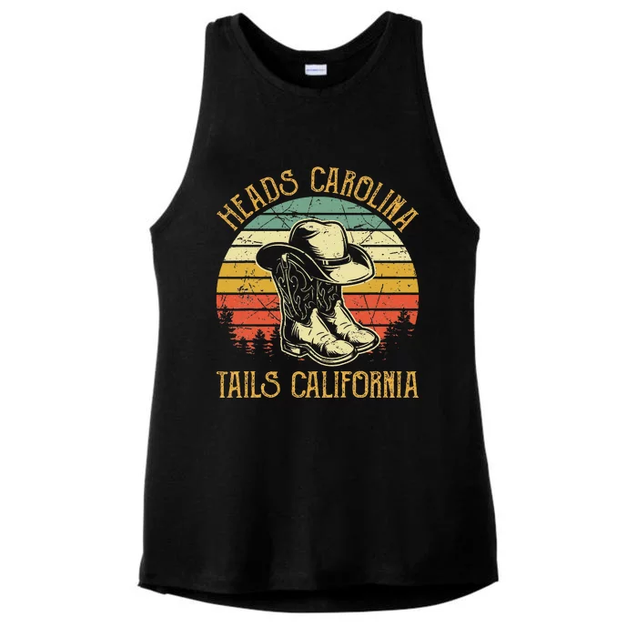 Heads Carolina Tail California Western Cowgirl Country Music Ladies Tri-Blend Wicking Tank