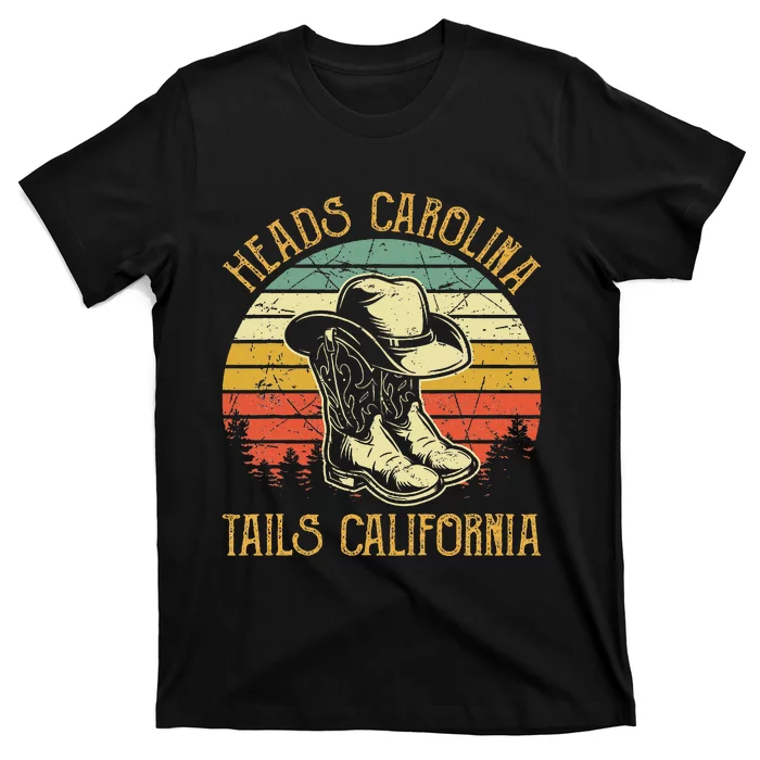 Heads Carolina Tail California Western Cowgirl Country Music T-Shirt